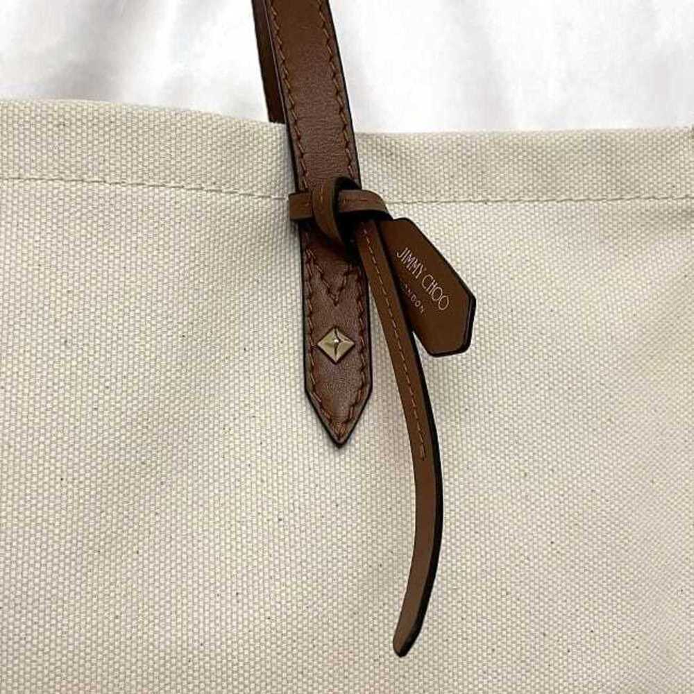 Jimmy Choo Tote Bag Natural White Brown ec-19954 Canvas Leather JIMMY CHOO A4... - Picture 8 of 10